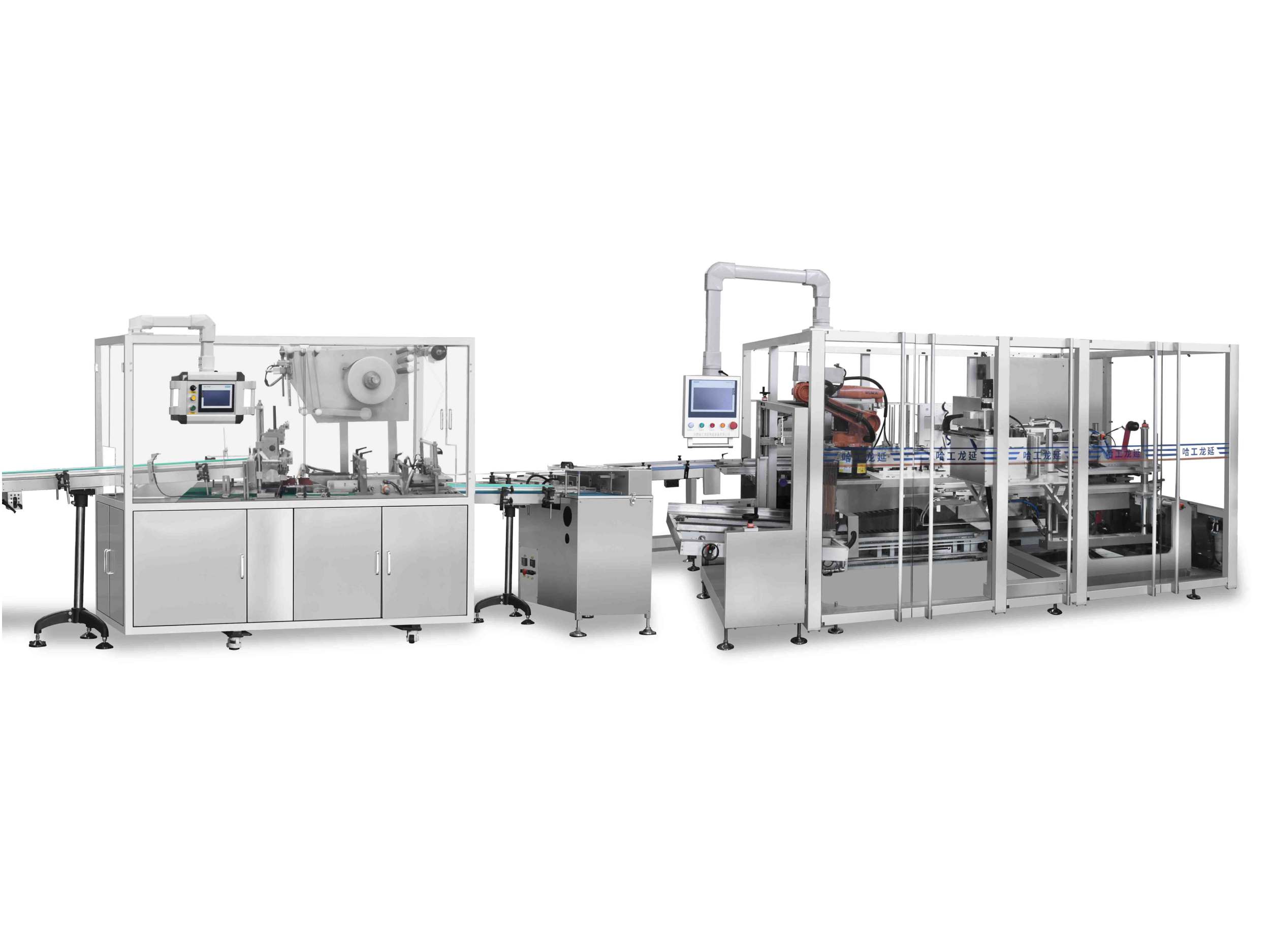 Linea di produzione per imballaggio in cellophane e incassettatura